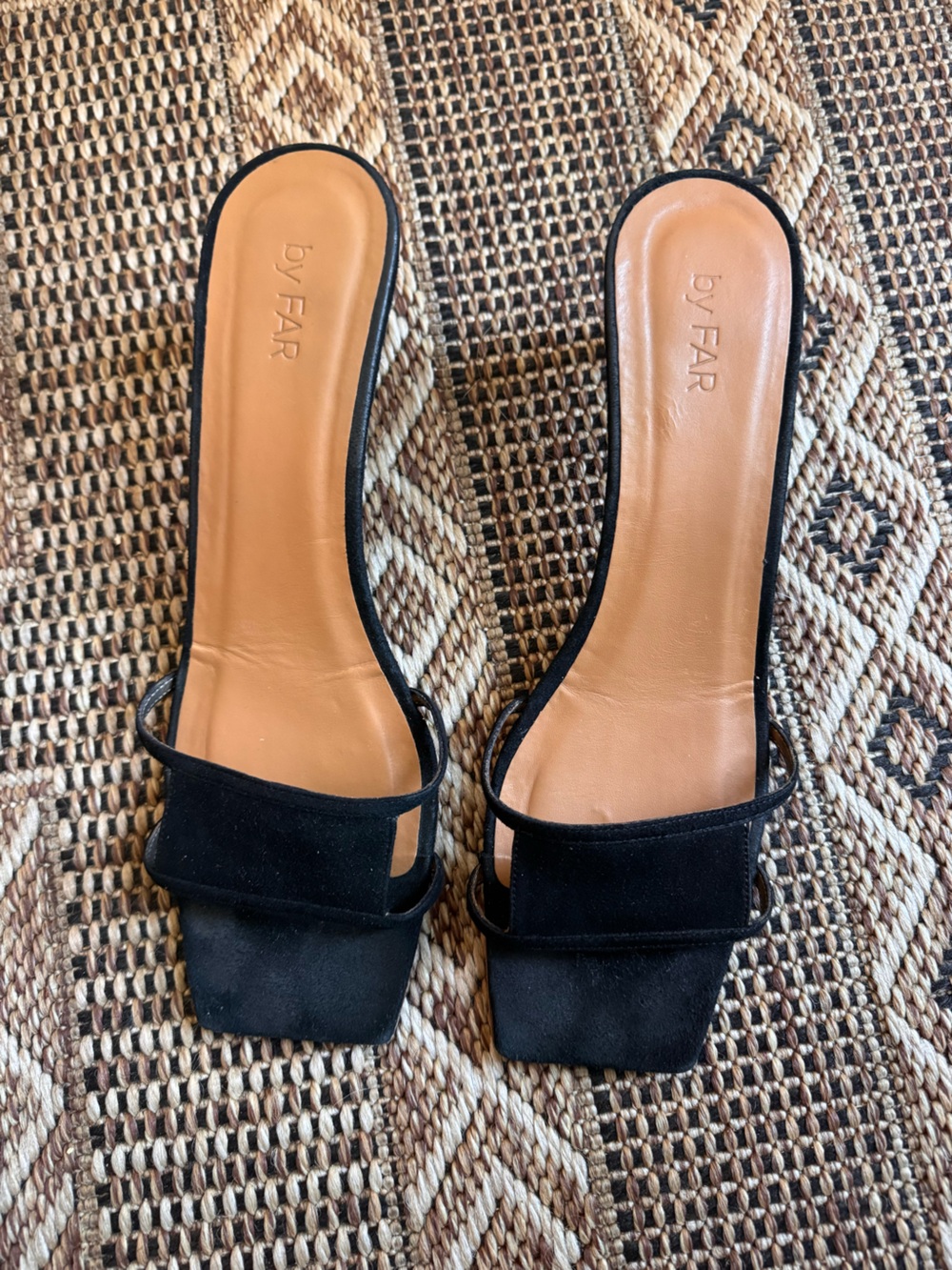 BY FAR Black Suede Virgo Kitten Heel Sandals Size 41 US 10.5 - Picture 2 of 4